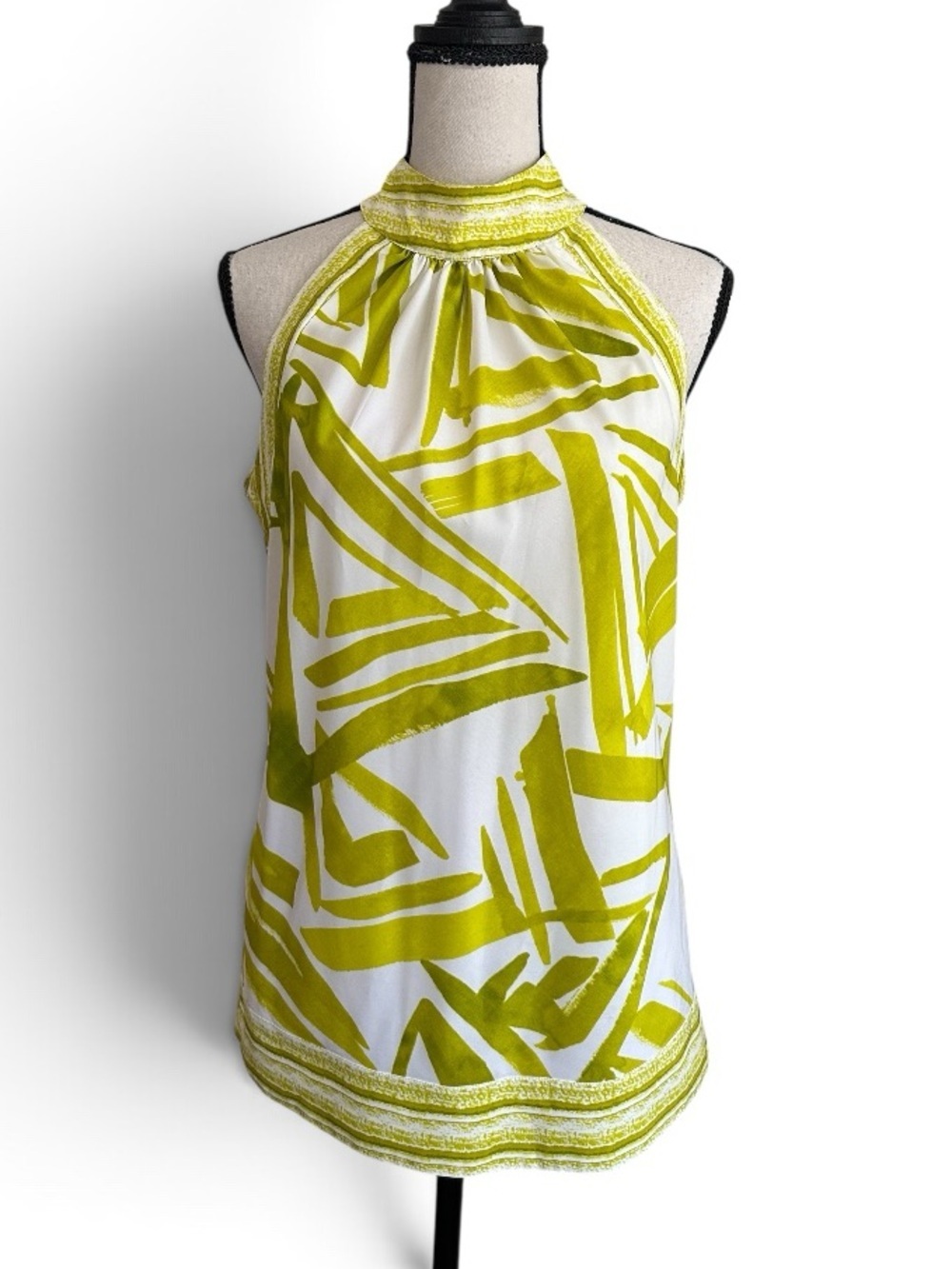 The Limited Women’s Citron and White Sleeveless Halter Style Top Size Small